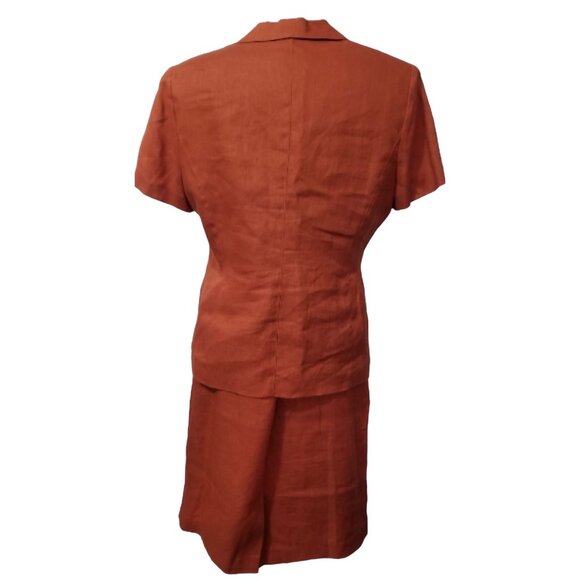 Plaza South Linen Vintage Skirt Set Sz 14 Petite by Plaza South Petite Burnt Ora - Picture 10 of 11